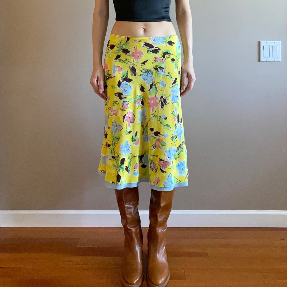 Vintage Philosophy di Alberta Ferretti silk midi skirt abstract florals - Picture 2 of 8